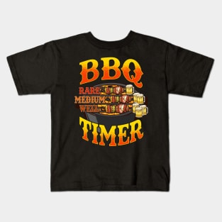 BBQ Timer Grilling Grill Master Beer Drinking Humor Dad Kids T-Shirt